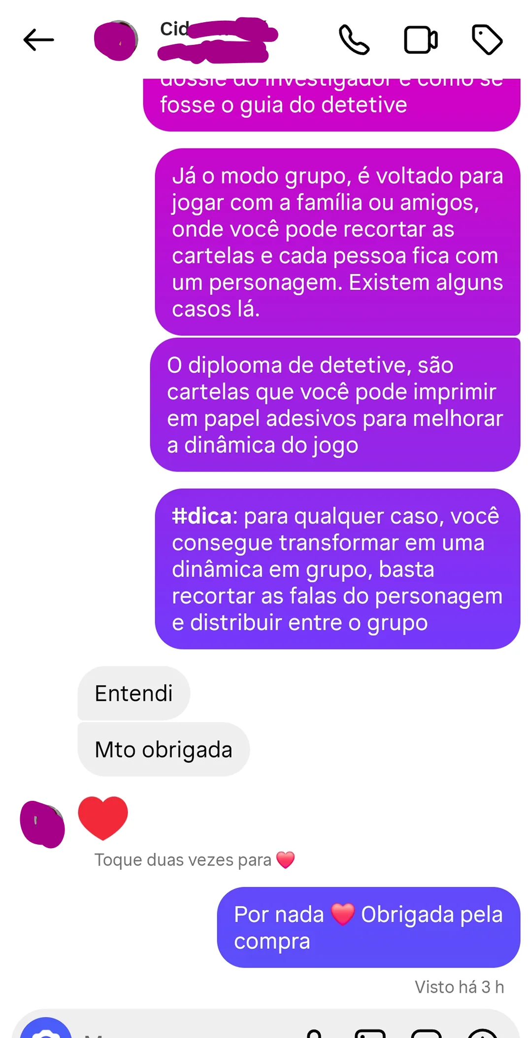 Conversa: cliente entende como jogar em grupo com a família ou amigos